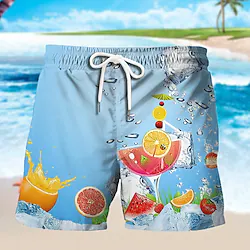 Men's Swim Shorts Swim Trunks Board Shorts Drawstring Elastic Waist 3D Print Graphic Fruit Breathable Soft Short Casual Daily Holiday Boho Streetwear Blue Purple Micro-elastic Lightinthebox
