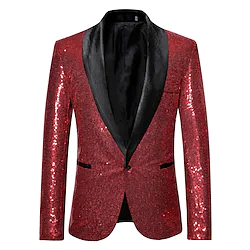 Men's Dancing Costumes Paillette Suit Polyster Golden Burgundy Silver Coat Movie / TV Theme Costumes Top Vintage Retro Style Lightinthebox