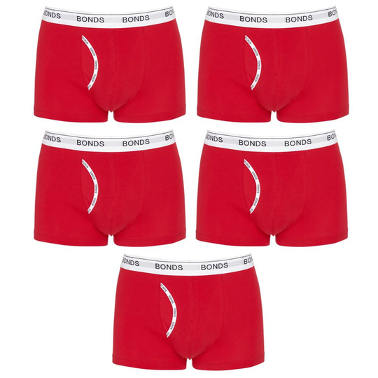 (L) Bonds 5 Pack Red Mens Guyfront Trunks Briefs Boxer Shorts Comfy Undies Underwear MZVJ RED Red
