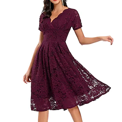 Audrey Hepburn 1950s Cocktail Dress Vintage Dress Dress Women's Lace Costume Vintage Cosplay Party / Evening Short Sleeve Dress Masquerade Lightinthebox