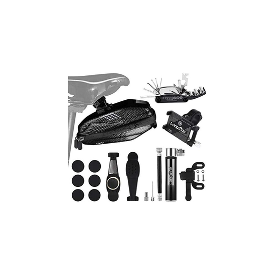 Longmate Bike Repair Tool Kits, Including 16 in 1 Multi-Function Bike Tools, Bicycle Water Resistant Saddle Bag, Bike Phone Mount Holder, Tire R