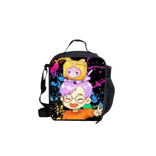 (Purple, Meal Bag) Lankybox Backpack 3d Printing Casual School Bags For Teenage Girls Pencil Boxes