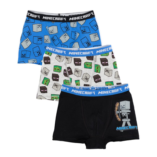 (4-5 Years) Minecraft Boxer Shorts Boys 3 Multi Pack Kids Teenagers Creeper Underwear