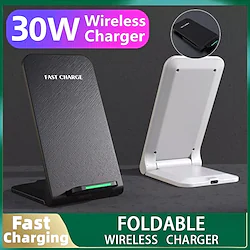 30W Wireless Charger Stand Pad For iPhone 14 13 12 Pro Max 11 Qi Fast Charging Station for Samsung Note 20/10 S21 Ultra Foldable Lightinthebox