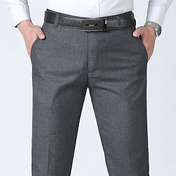Men's Dress Pants Trousers Business Pocket Plain Breathable Quick Dry Full Length Business Casual Return to Office Cotton Fashion Stylish Black Navy Blue Stretchy Lightinthebox
