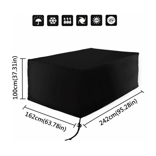 (Large (242cm x 162cm x 100cm)) Large Waterproof Outdoor Garden Heavy Duty Protective Patio Furniture Sofa Table Chair Bench Outside Oxford Cover Bag
