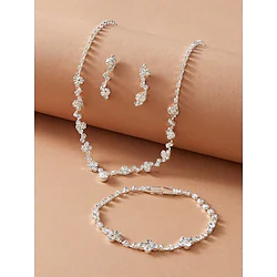 Bridal Jewelry Sets Three-piece Suit Chrome 1 Necklace 1 Bracelet Earrings Women's Stylish Vintage Classic Cute Cool Precious Geometric Jewelry Set For Wedding Gift Daily / Engagement Lightinthebox
