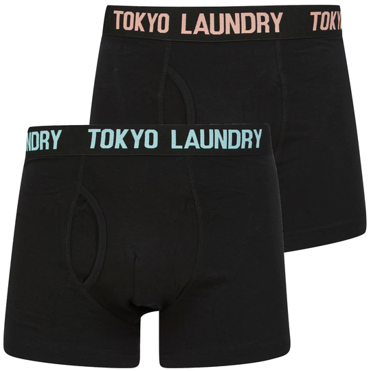 Mens Underwear Spafield (2 Pack) Boxer Shorts Set in Limpet Shell / Peach Amber - Tokyo Laundry / S - Tokyo Laundry