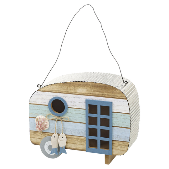 (Fish) Hanging Caravan Bird House Garden Nesting Box Feeder Feeding Station
