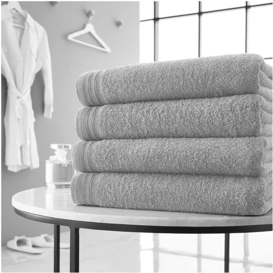 Lions Bath Towels - Set of 4 Bathroom Large Sheets, 100% Luxury Cotton, 500 GSM 75X135CM, Highly Absorbent and Quick Dry Extra Large Bath Towel, Super
