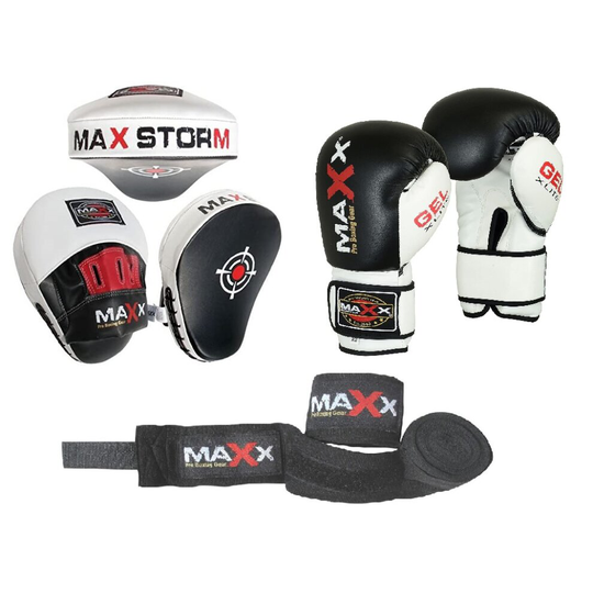 (4oz Glove) Focus pads Set with BOXING GLOVES | CURVED Jabs