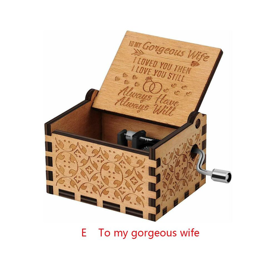 (E-To my gorgeous wife) Wooden Music Box Mom/Dad To Daughter Toy Kid Gift