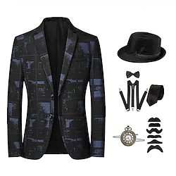The Great Gatsby Gentleman Kingsman Roaring 20s 1920s Vintage Inspired Party Costume Suits Blazers Panama Hat Accesories Set Men's Buckle Costume Vintage Cosplay Party / Evening Long Sleeve Cravat Lightinthebox