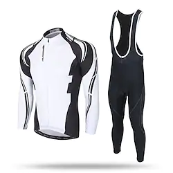 21Grams Men's Cycling Jersey with Bib Tights Long Sleeve Mountain Bike MTB Road Bike Cycling Winter Black Bike Pants / Trousers Jersey Bib Tights Thermal Warm Windproof Fleece Lining 3D Pad / Velvet Lightinthebox