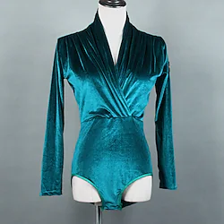 Latin Dance Ballroom Dance Leotard / Onesie Solid Women's Training Performance Long Sleeve High Velvet Lightinthebox