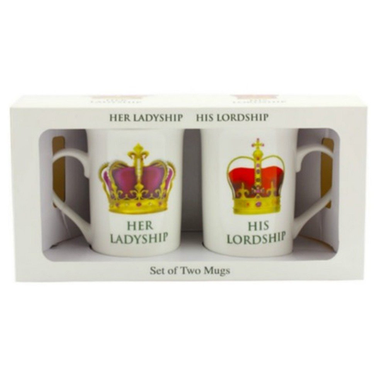 Her Ladyship His Lordship 2 Mug Set Two Cups Fine China Gift Boxed Souvenir