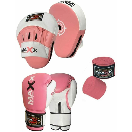(4oz Glove) CURVED Focus pads Set with BOXING GLOVES | Jabs
