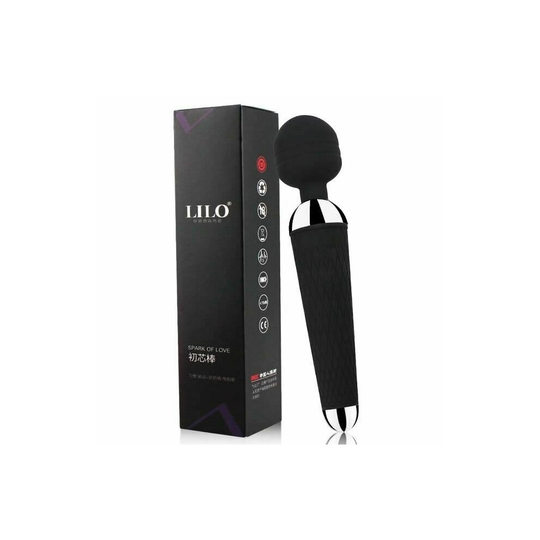 (Black-With Box) Magic Wand Vibrator 10 Modes Rechargeable Body Massager