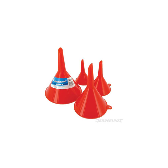 4 Piece 50, 75, 100 & 120mm Silverline Funnel Set - 50 75 282421 Pieces 120mm - funnel set 50 75 100 silverline 282421 pieces 120 mm 120mm 4pce