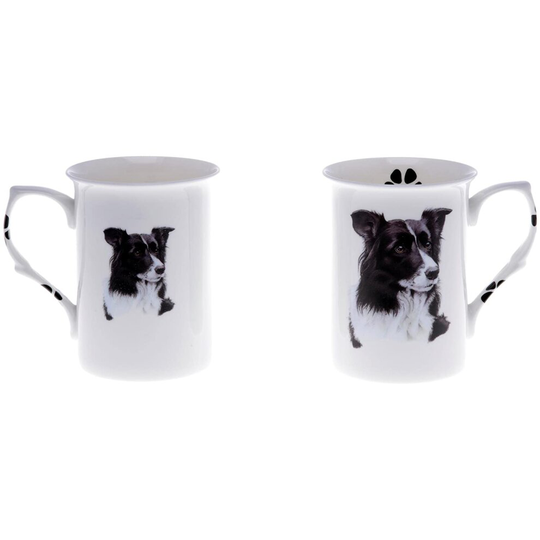 (BB9) Bone China Set of 2 Border Collie Dog Mugs - Gift Boxed