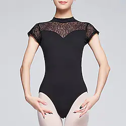 Ballet Leotard / Onesie Lace Solid Women's Training Performance Short Sleeve High Nylon Lightinthebox