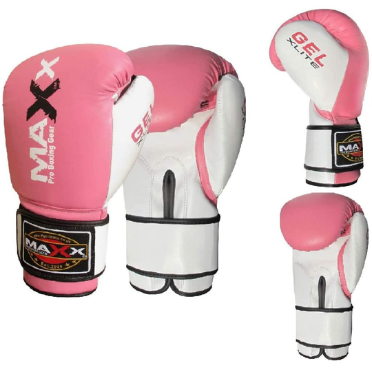 (8oz) Maxx Pink Glove for Adults | Kids junior boxing gloves Rex leather 4oz - 16oz - Pink Training Gloves