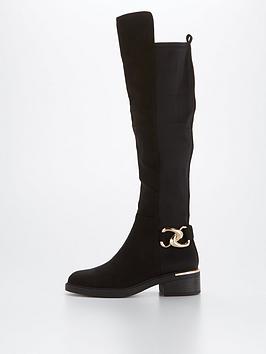V By Very Wide Fit Stretch Back Over The Knee Boot - Black