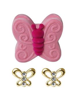 Love GOLD 9ct Butterfly Crystal Stud Earrings With Gift Box, Gold
