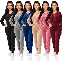 Women's Tracksuit Sweatsuit 2 Piece Full Zip Street Winter Long Sleeve Velvet Warm Breathable Soft Fitness Gym Workout Running Sportswear Activewear Solid Colored Black Gray Rosy Pink / Jacket Lightinthebox