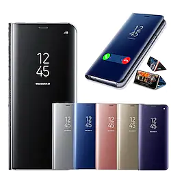 Smart Mirror Flip Kickstand Phone Case For Samsung Galaxy A23 S22 Ultra Plus S21 S20 FE A72 A52 A42 A32 Note 20 Shockproof Full Body Cases Solid Colored PU Leather Lightinthebox