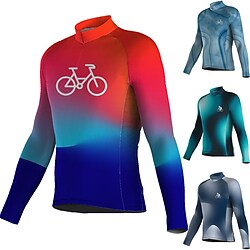 Men's Cycling Jersey Long Sleeve Bike Jersey Top with 3 Rear Pockets Mountain Bike MTB Road Bike Cycling Breathable Quick Dry Moisture Wicking Reflective Strips Green Red Blue Graphic Spandex Sports Lightinthebox