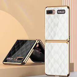 Phone Case For Samsung Galaxy Galaxy Z Flip 2 3 Shockproof Plating Back Cover Geometric Pattern Skull Tempered Glass Metal Lightinthebox