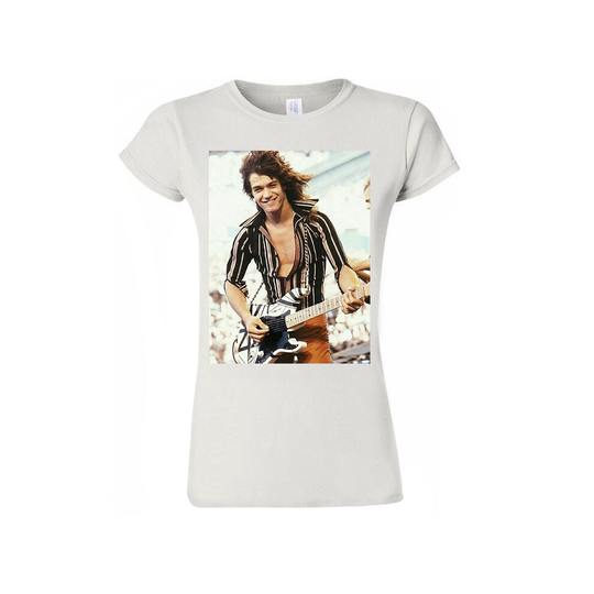 (Large, White) Eddie Van Halen T Shirt World's Best Guitarist Trendy Women Shirt