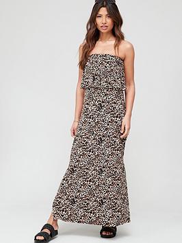 V By Very Frill Maxi Bandeau Dress - Animal