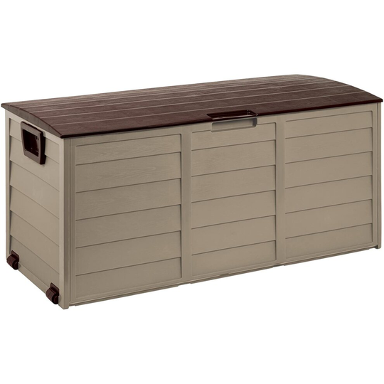 Outdoor Garden Plastic Storage Lockable Utility Tool Chest Cushion Shed Box 280L (Mocha/Brown)