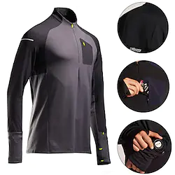 Men's Running Jacket Running Shirt Thumbhole Zipper Pocket Long Sleeve Top Athletic Winter Spandex Breathable Quick Dry Moisture Wicking Gym Workout Running Jogging Sportswear Activewear Color Block Lightinthebox