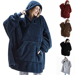 Adults' Nightwear Oversized Hoodie Blanket Wearable Blanket With Pocket Solid Color Onesie Pajamas Flannel Cosplay For Men and Women Carnival Animal Sleepwear Cartoon Festival / Holiday Costumes Lightinthebox