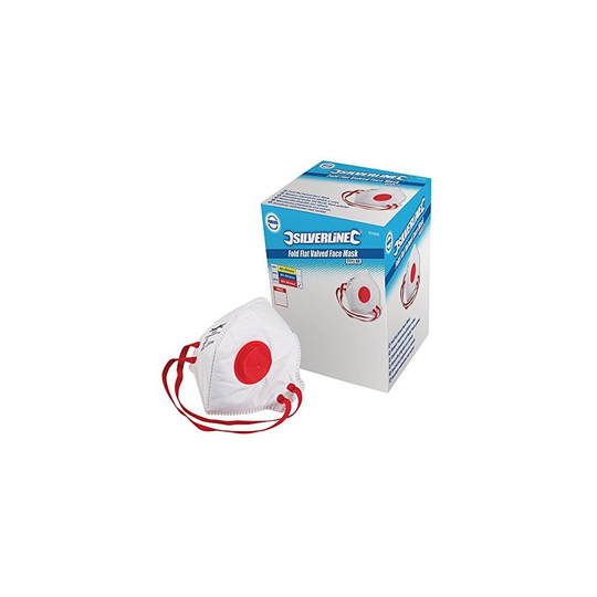 Silverline 633895 Respirator Fold Flat Valved Ffp3 Nr Display Box - Pack Of 25 - ffp3 fold flat valved nr respirator dust silverline 25 display mask