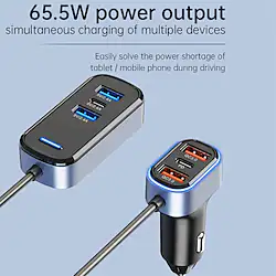 SC05 Car Charger 65.5w High-Power PD/QC3.0 Fast Charging Voltage Display Usb Hub For Car Mobile Phones 12v-24v Lightinthebox