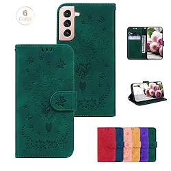 Phone Case For Samsung Galaxy Wallet Card A73 A53 A33 A13 S22 Ultra Plus S21 FE S20 A72 A52 A42 Note 20 Ultra S10 S10 Plus S10 Lite Note 10 Note 10 Plus Wallet Embossed Full Body Protective Flower Lightinthebox