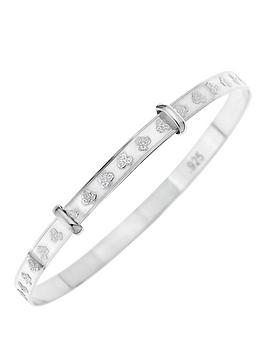 The Love Silver Collection Sterling Silver Children'S Christening Expander Bangle & Teddy Bear In Gift Box