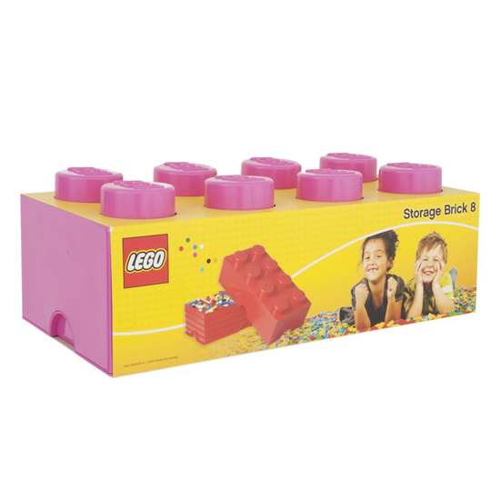 Lego Storage Brick with 8 Knobs Childrens Toy Box - Pink