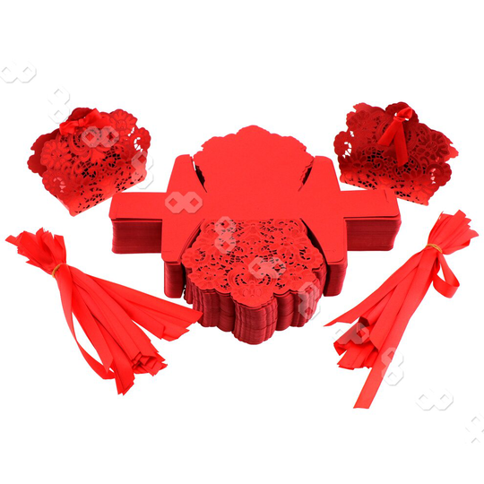 100 x Luxury Wedding Party Sweets Cake Candy Gift Favour Boxes Table Decor Red