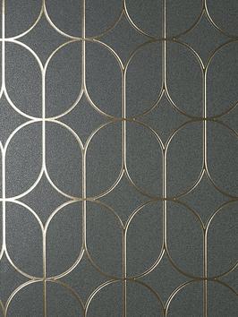 Fine Décor Platinum Rosco Trellis Charcoal