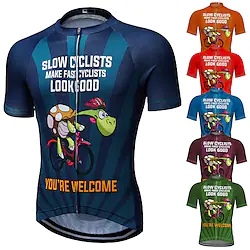 21Grams Men's Cycling Jersey Short Sleeve Bike Jersey Top with 3 Rear Pockets Mountain Bike MTB Road Bike Cycling Breathable Quick Dry Moisture Wicking Soft Dark red Blue Dark Green Graphic Sloth Lightinthebox