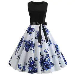 Audrey Hepburn Retro Vintage Hepburn Cocktail Dress Vintage Dress All Seasons Dress Women's Adults' Slim Fit Costume Vintage Cosplay Date Dress Sleeveless Round Neck Knee Length A-Line Normal Dress Lightinthebox