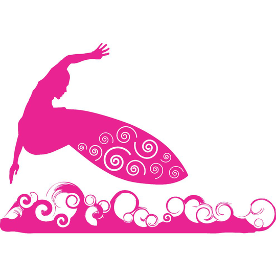 (Hot Pink, Large - W84cm x H58cm) Surfer Swirly Waves Sports Wall Sticker Decal - Apartment47 Home Decor - Premium Matt Vinyl Decal UK - Kids Design