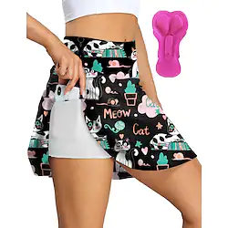 21Grams Women's Cycling Skort Skirt Bike Skirt Bottoms Mountain Bike MTB Road Bike Cycling Sports Cat 3D Pad Cycling Breathable Quick Dry Black Red Polyester Spandex Clothing Apparel Bike Wear Lightinthebox