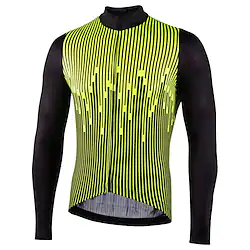 21Grams Men's Cycling Jersey Long Sleeve Bike Jersey Top with 3 Rear Pockets Mountain Bike MTB Road Bike Cycling Breathable Quick Dry Moisture Wicking Reflective Strips Black Green Stripes Spandex Lightinthebox