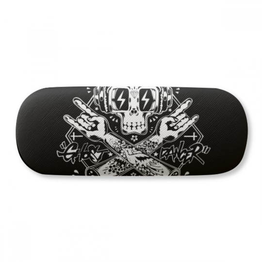 Skull Black Music Listening Illustrate Glasses Case Eyeglasses Hard Shell Storage Spectacle Box
